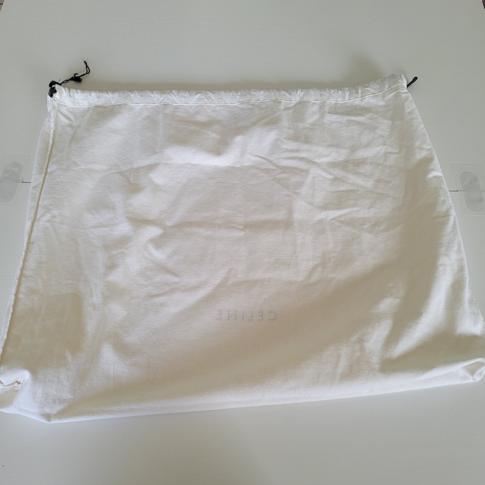 Celine Large XL Canvas Drawstring Dust Bag Off White Logo 26x22 Handbag Cover - Picture 6 of 7